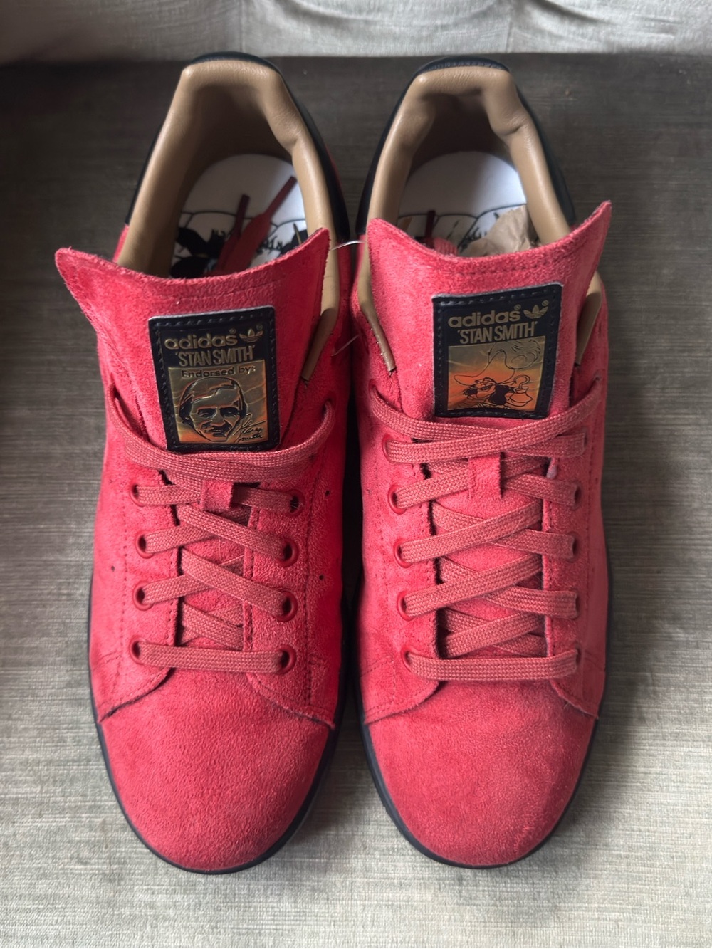 Disney x Adidas Stan Smith Captain Hook Red Suede Collaboration Sneakers US 10 M